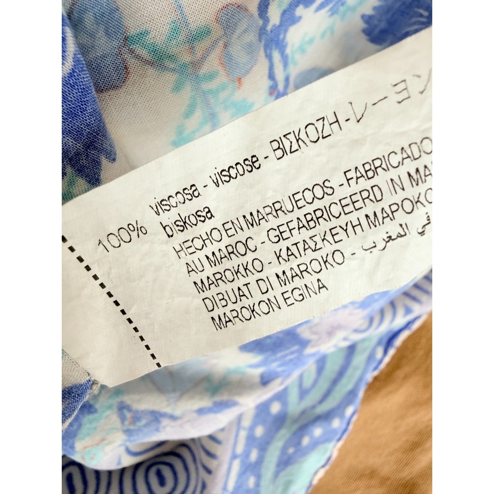Zara Floral Maxi Dress Women's S Blue White V-Neck Empire Waist Boho Resort - Picture 10 of 10